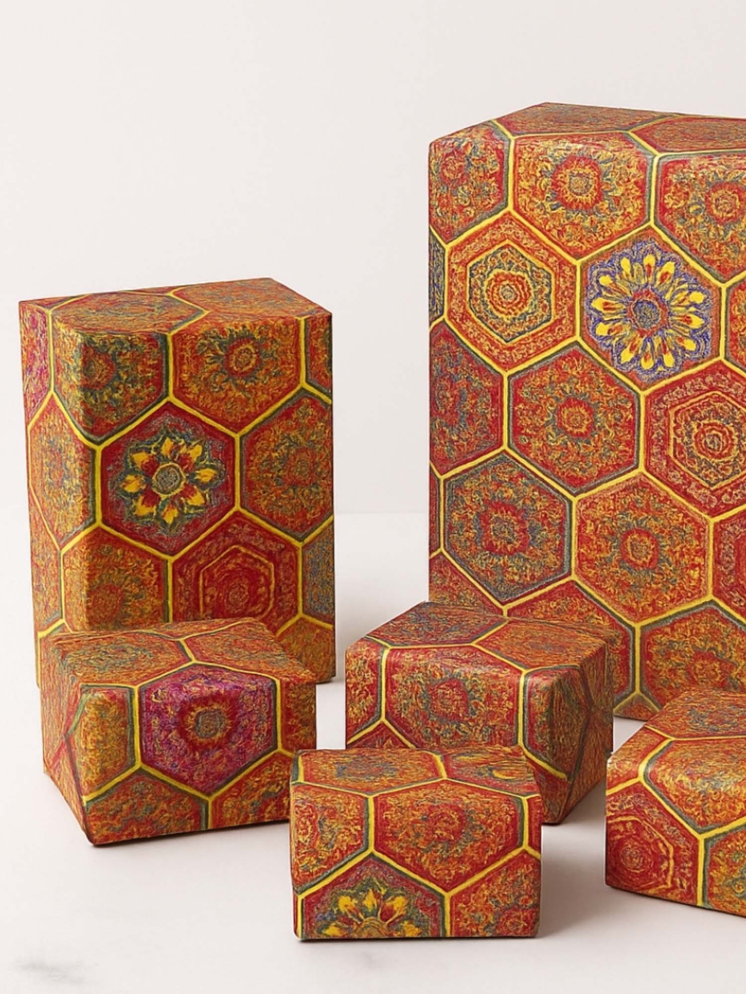 The Big Trove Vibrant Hexa Gift Wrapping Paper (Pack of 15)