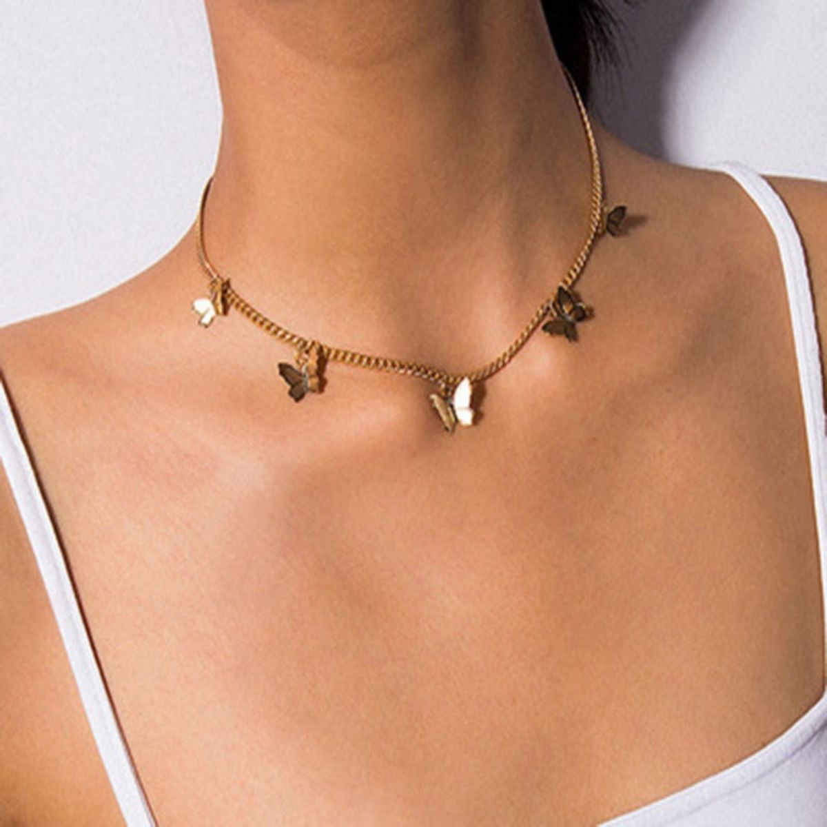 Butterfly Pendant Layered Choker Necklace | Jewelry | Three Fleas