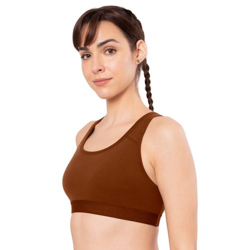 Buy Amante Brown Non Padded Non-wired Full Coverage Medium Impact Energize  Active Sports Bra Online