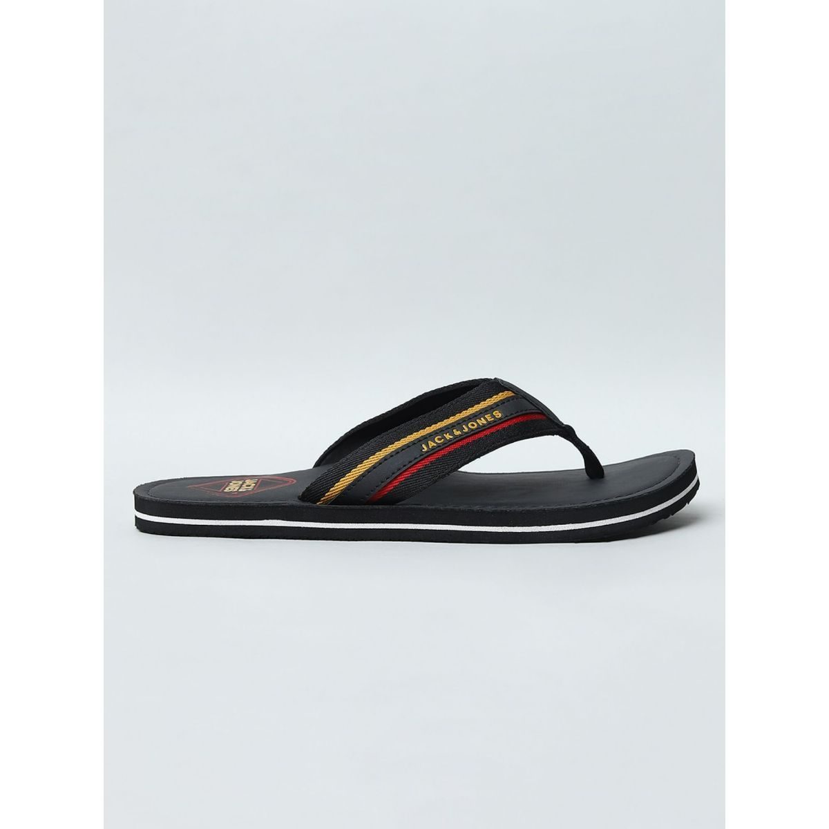 Buy Jack Jones Black Logo Print Flip Flops Online