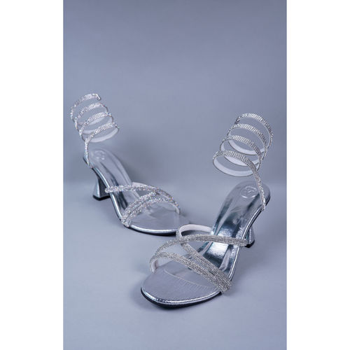 Sana K Luxurious Footwear Silver X Spring Heels (EURO 39)