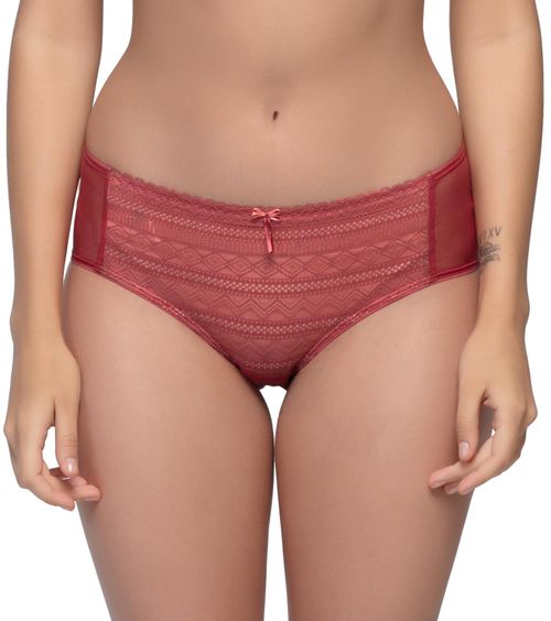 Buy Enamor P090 Mid Waist Lace Co-ordinate Panty - Red Online