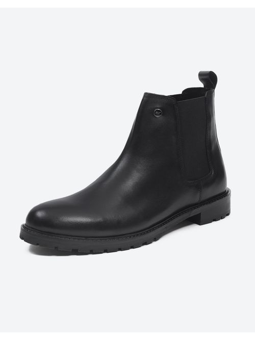 Monte Carlo Mens Leather Chelsea Boots Black
