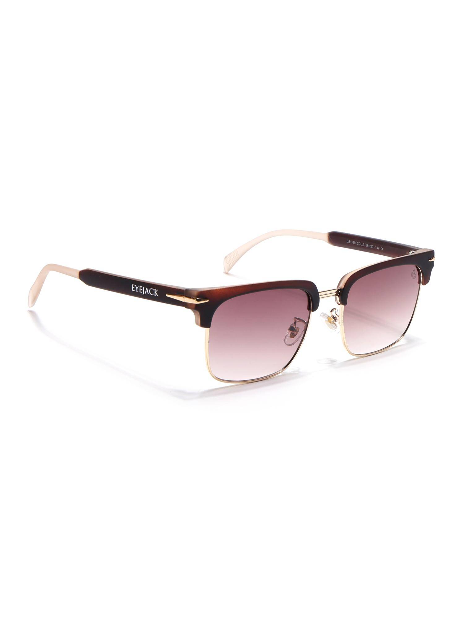 Eyejack Unisex UV Protected Square Brown Lens Sunglasses - 1119CL1090 (58)