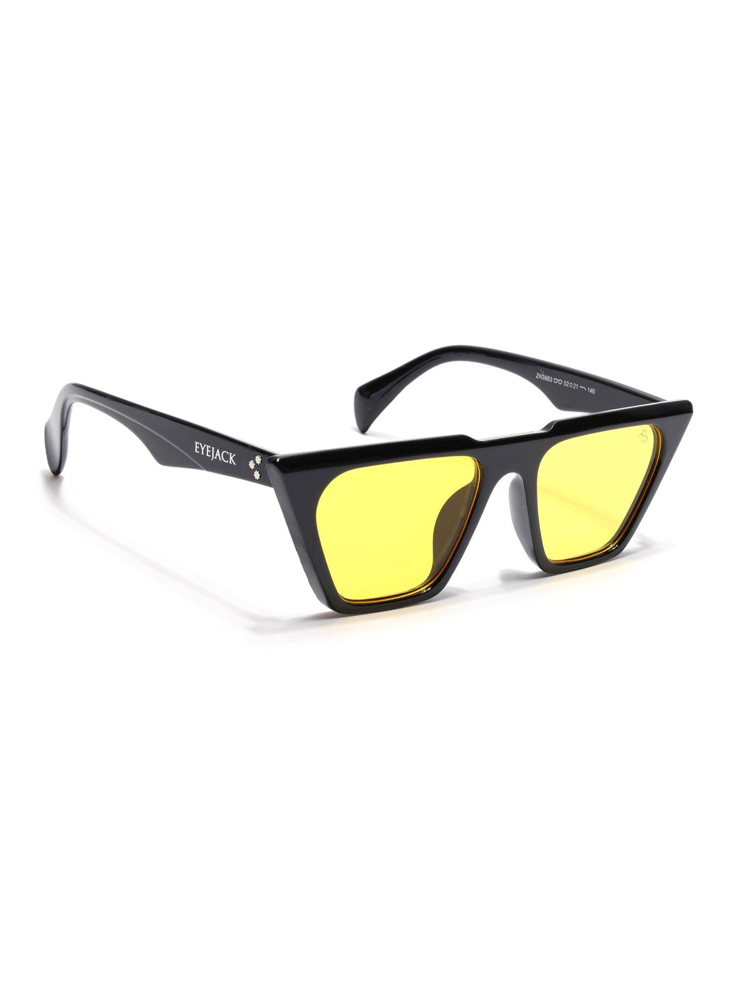 Eyejack Women UV Protected Cat Eye Yellow Lens Sunglasses - 3863CL1016 (52)