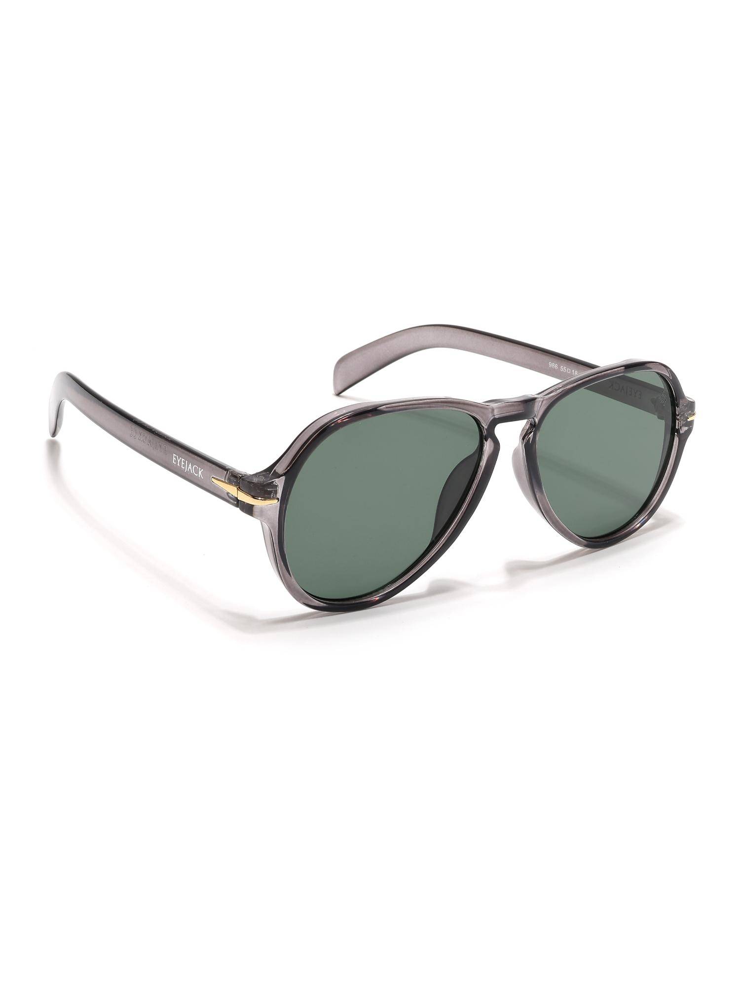 Eyejack Unisex UV Protected Aviator Green Lens Sunglasses - 986CL974 (55)