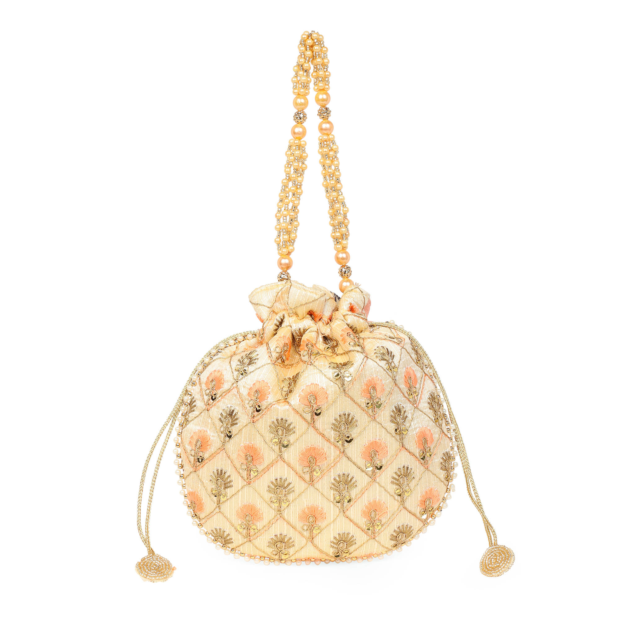 Lavie Peach Embroidered Potlis