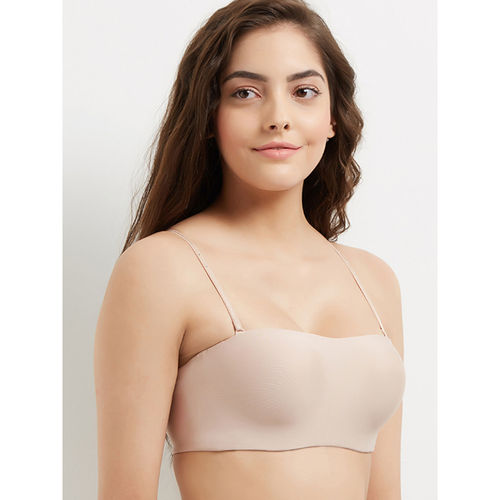 Basic Mold Padded Wired Half Cup Strapless T Shirt Bras-Beige