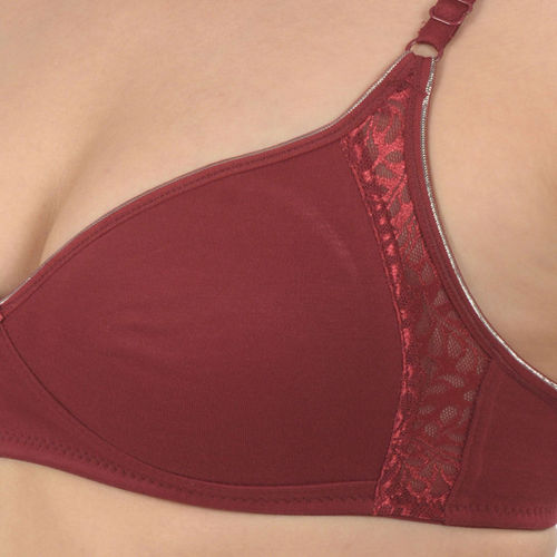 Plain Non-Padded Satin Maroon Bra, Size: 30-40 B at Rs 65/piece in New Delhi