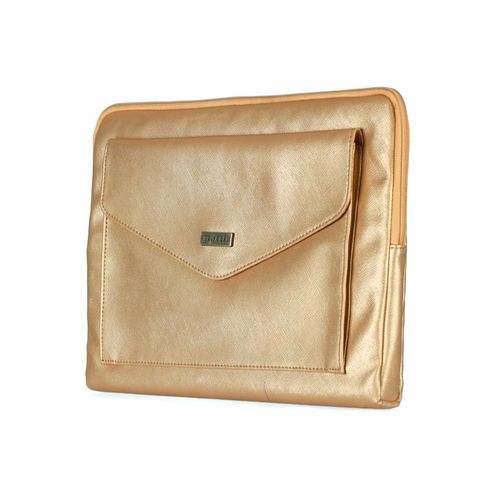 Priyaasi Metallic Gold Solid Laptop Sleeve and Tote Bag Set