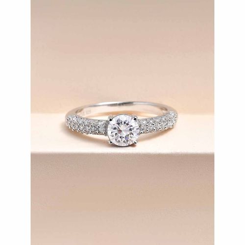 Buy 925 Silver Carat Round American Diamond Solitaire Sparkly