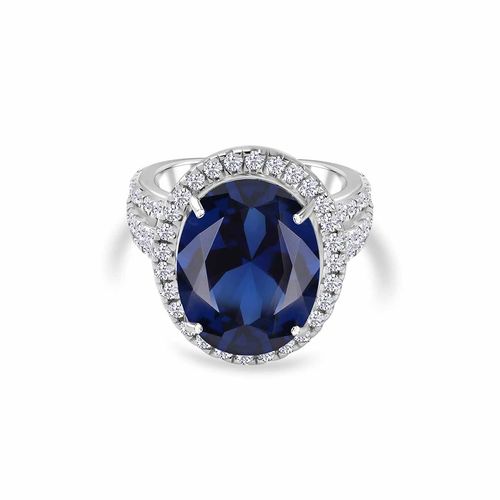 925 Silver Carat Oval Blue Sapphire Halo Ring For Women Girls (12)