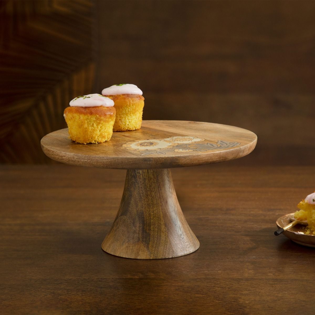 Buy Ellementry Fleur D'or Wooden Cake Stand for Birthday Party and
