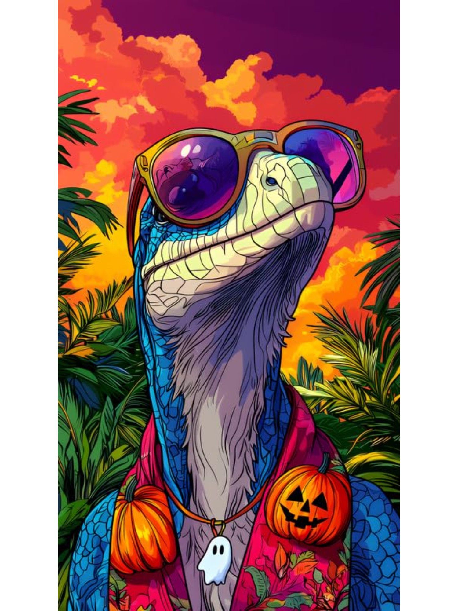 Buy Anciq Bitty Bopp Sunset Dinosaur Pop Art Canvas Painting Online