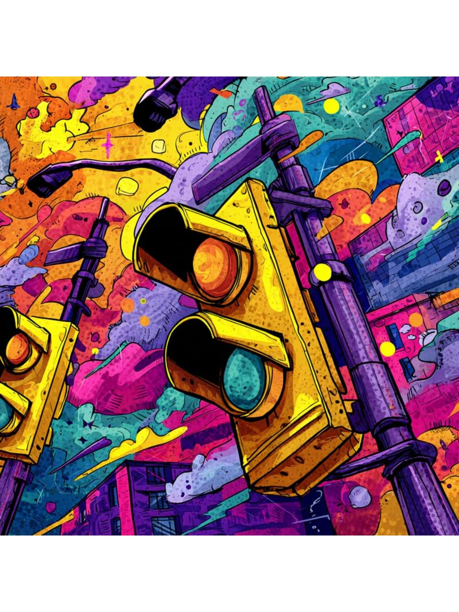 Buy Anciq Bitty Bopp Colorful Traffic Signal Pop Art Canvas