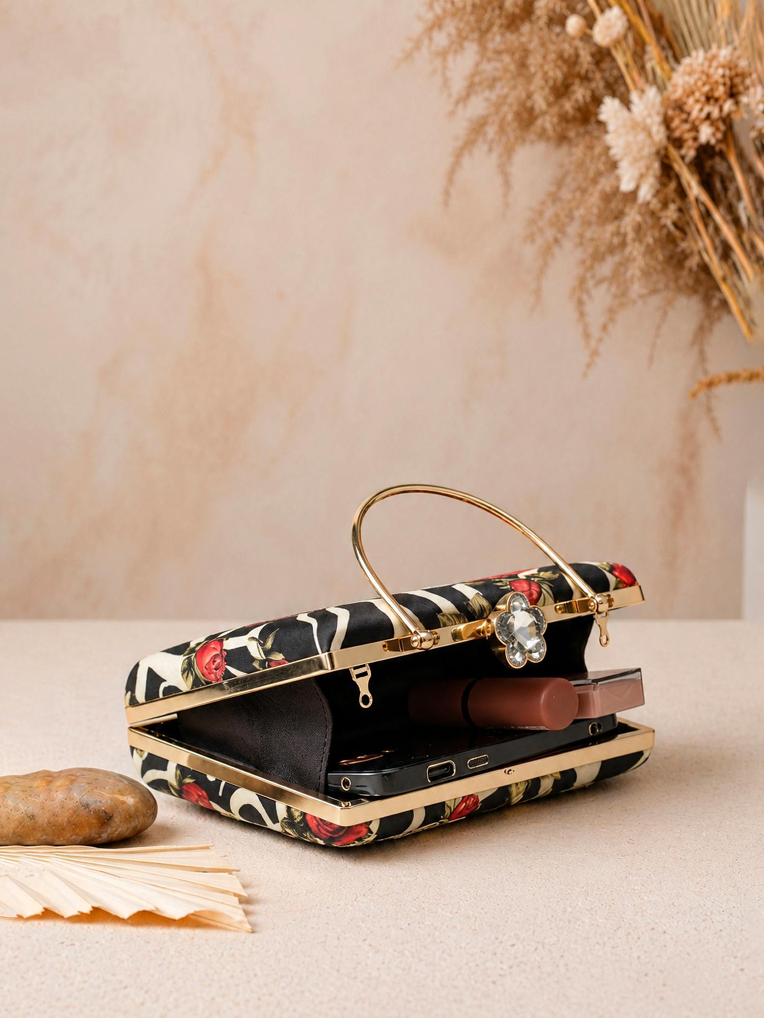 Buy ARTKLIM Zebra Floral Luxury Statement Clutch with Detachable