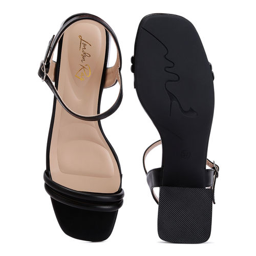 Buy London Rag Black Ankle Strap Low Block Heels Online