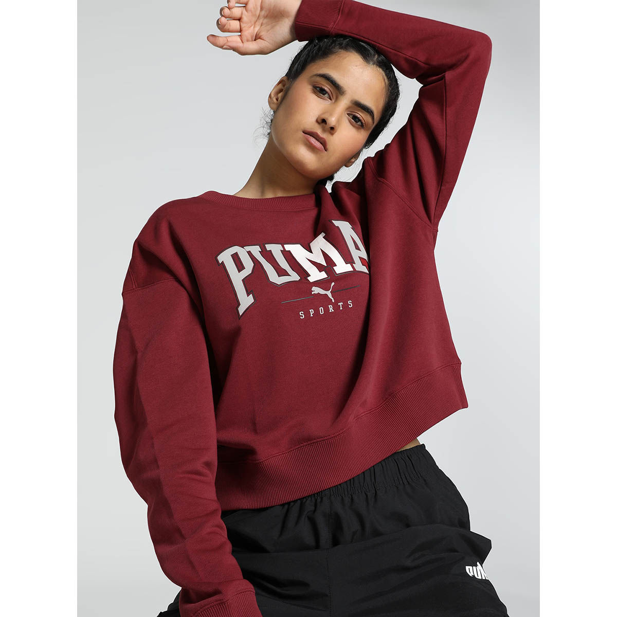 Buy Puma SQUAD Crew TR Women s Maroon Sweatshirt Online