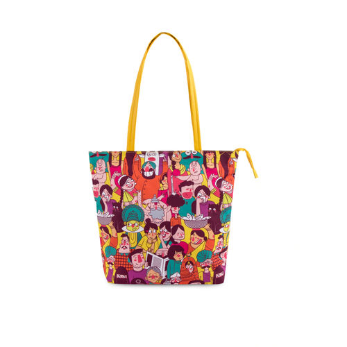 Teal by CHUMBAK Colorful Faces of India Tote Bag - Main Image
