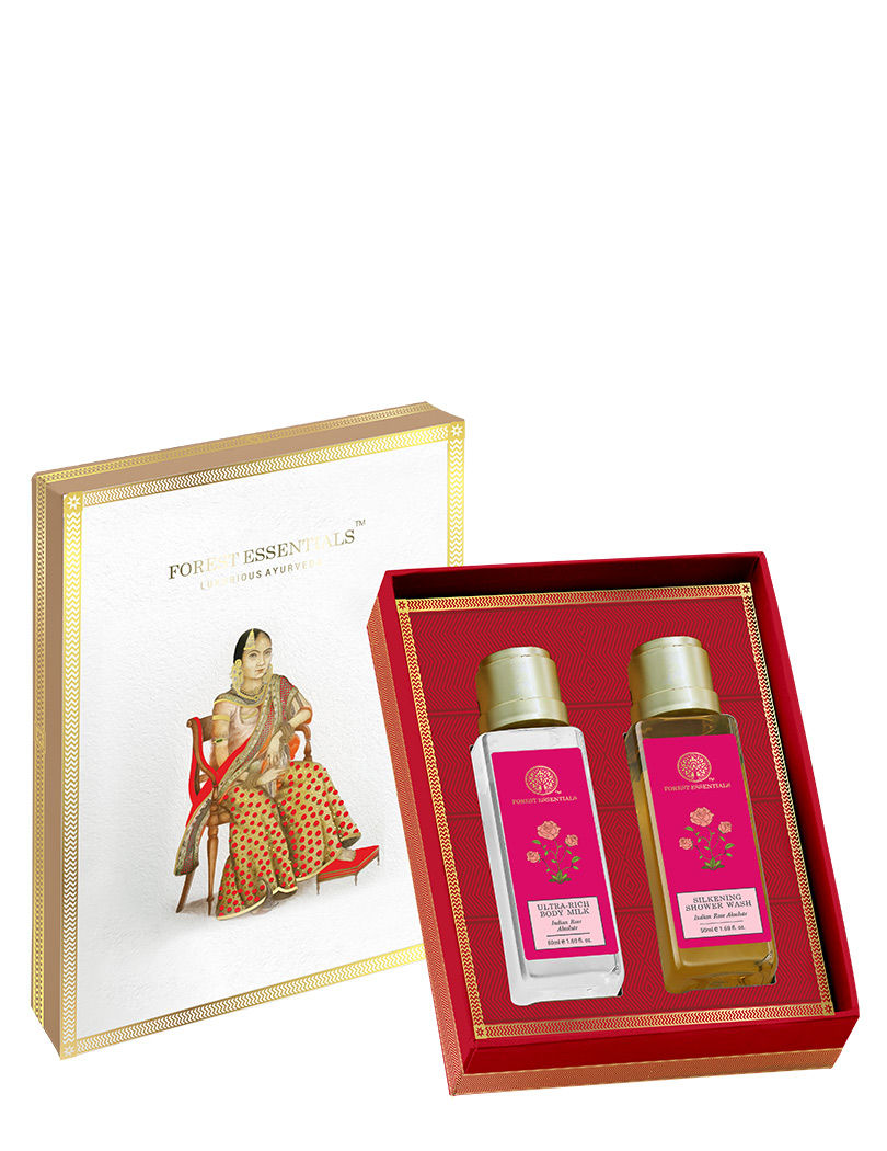 Forest Essentials Indian Rose Body Care Duo Gift Box (Body Lotion + Body Wash)