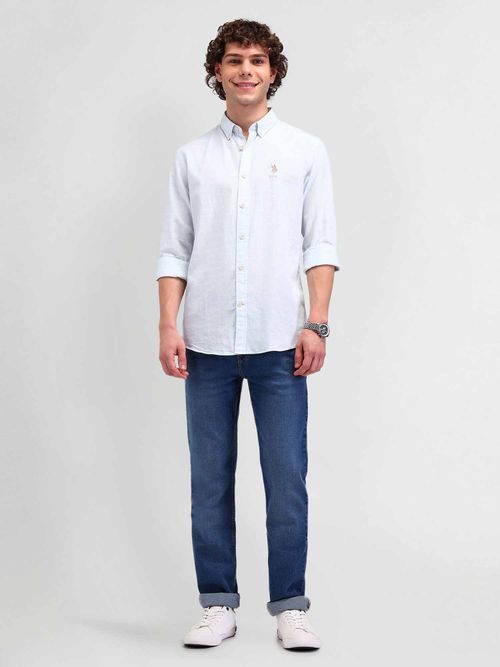 Buy Polo Denim Blue Slim Fit Button Down Checks