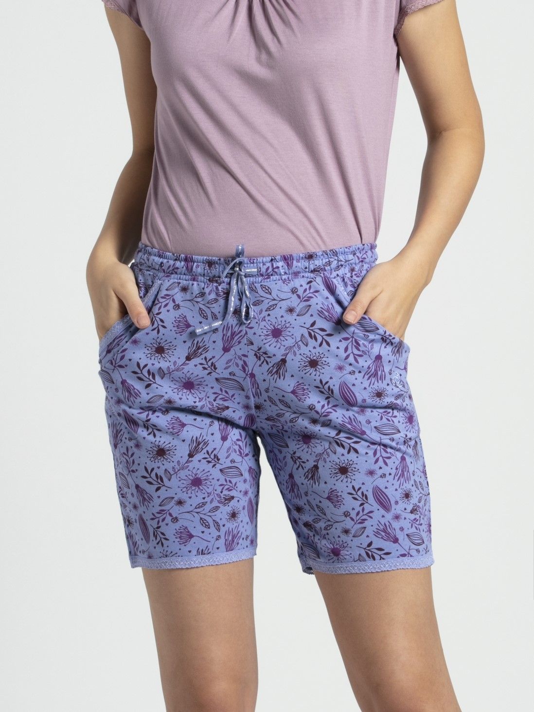 Buy Jockey Iris Blue Assorted Prints Knit Sleep Shorts Style