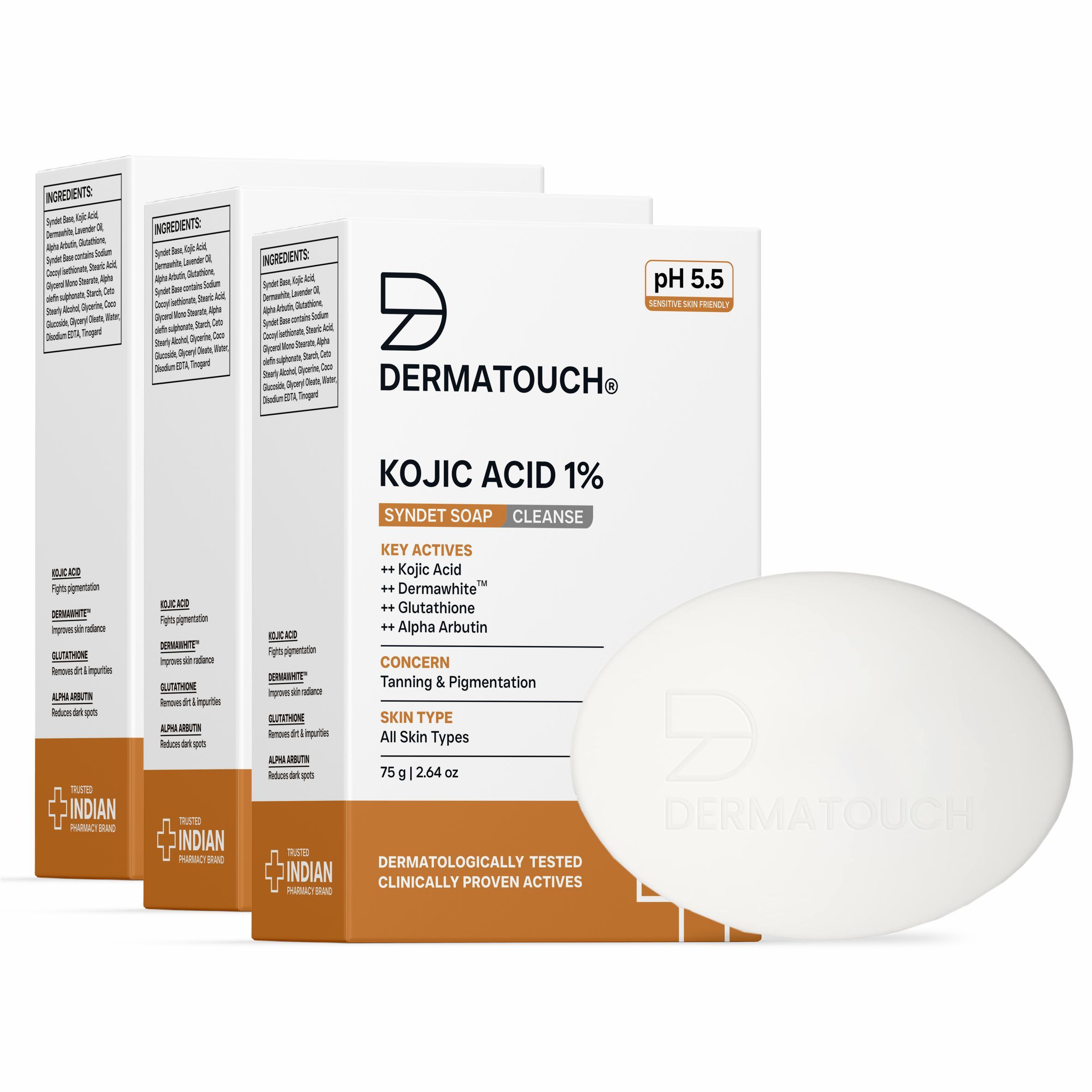 Dermatouch Kojic Acid 1% Soap With Glutathione - Pack Of 3