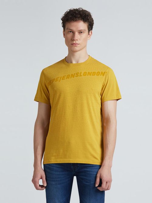 Pepe Jeans Mustard Typography Short Sleeve T-Shirt