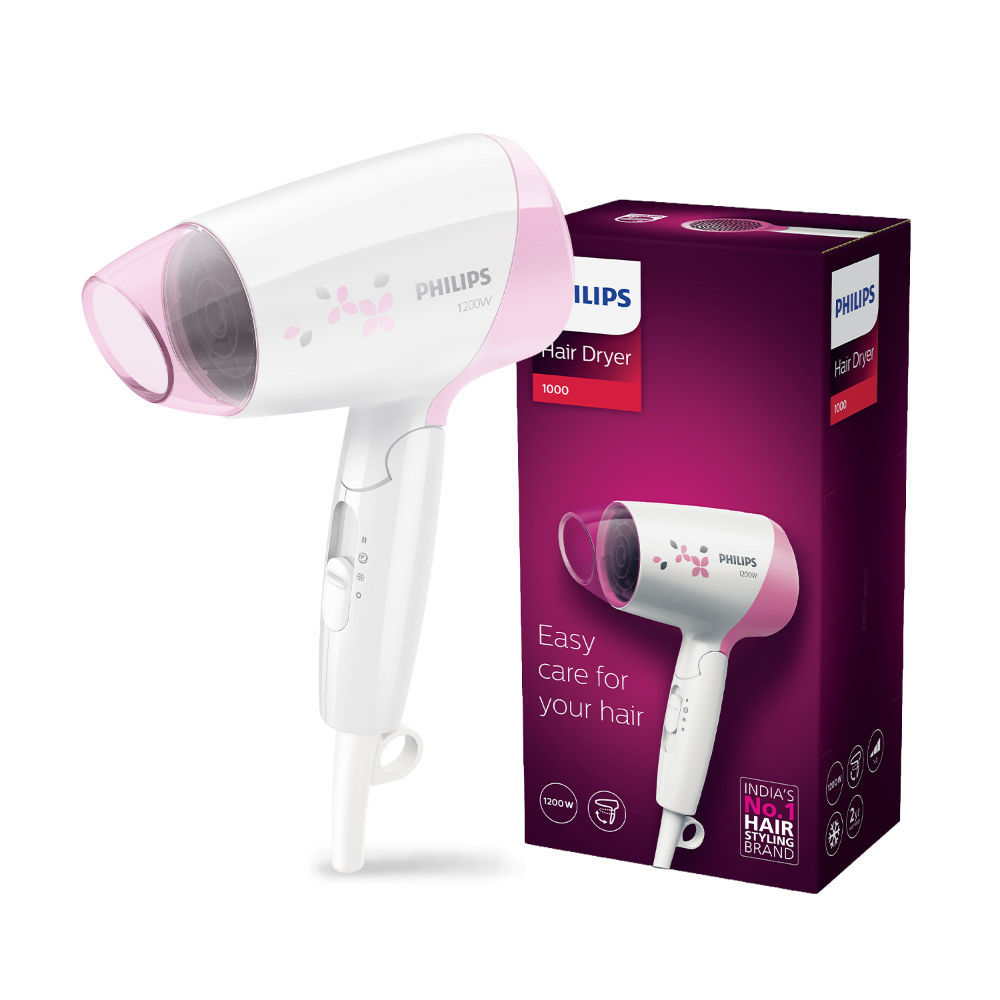 Philips 1200W Foldable Hair Dryer | 3 Heat Settings with Cool Shot| Thermoprotect Tech| HP8120/00