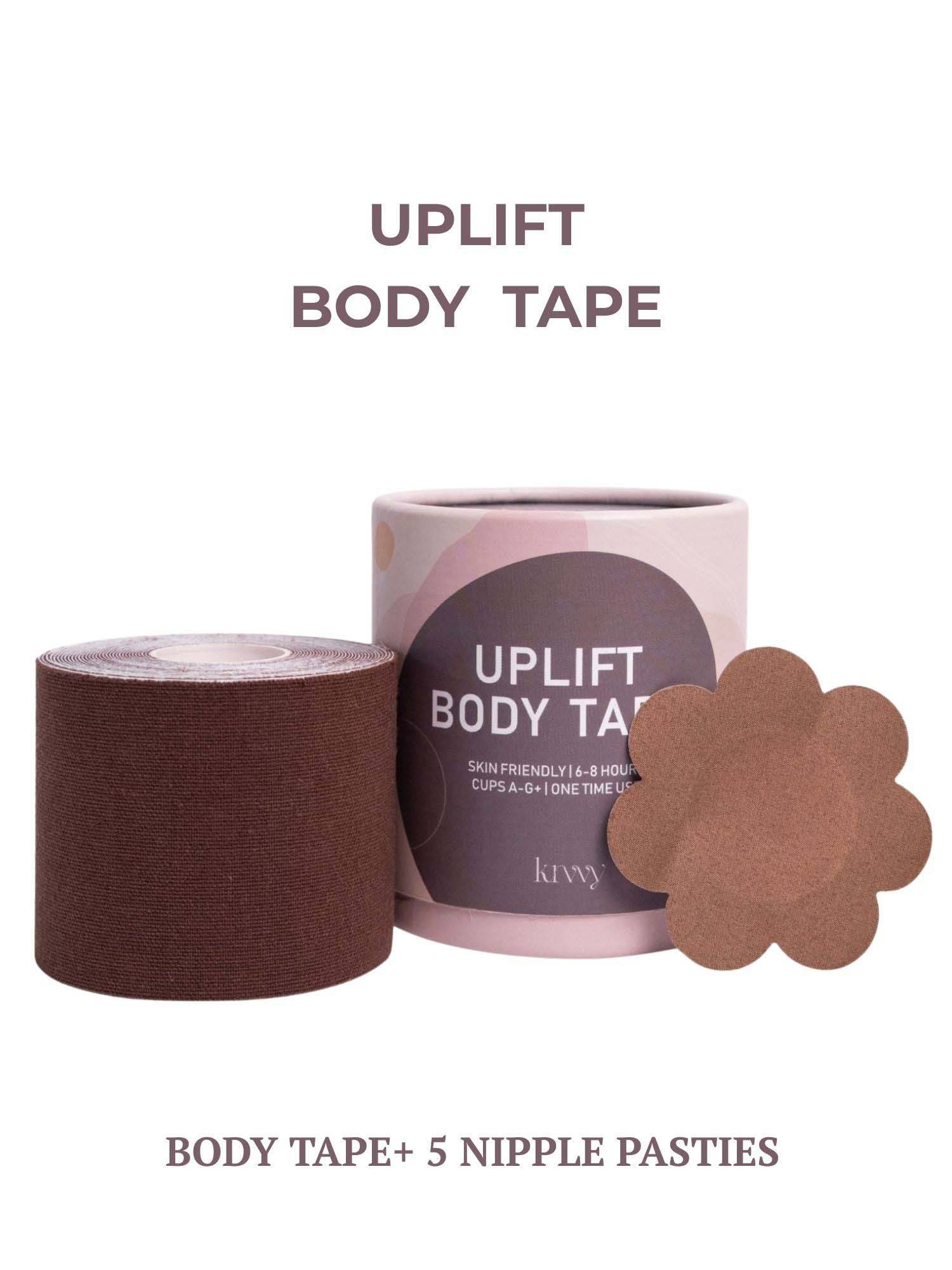 Krvvy Brown Up Lift Body Tape Kit Invisible with 5 Pairs of Nipple Pasties