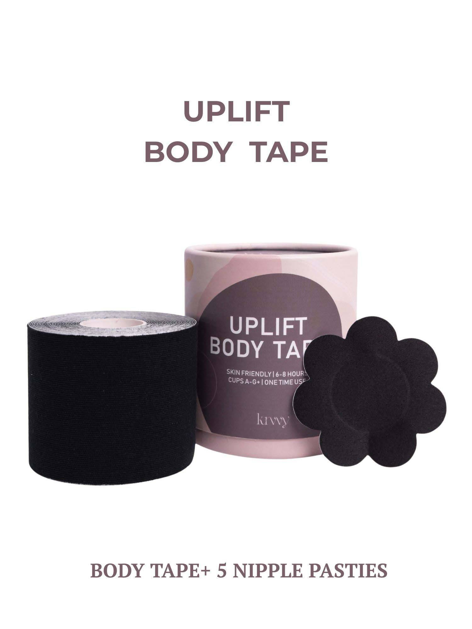 Krvvy Black Up Lift Body Tape Kit Invisible with 5 Pairs of Nipple Pasties
