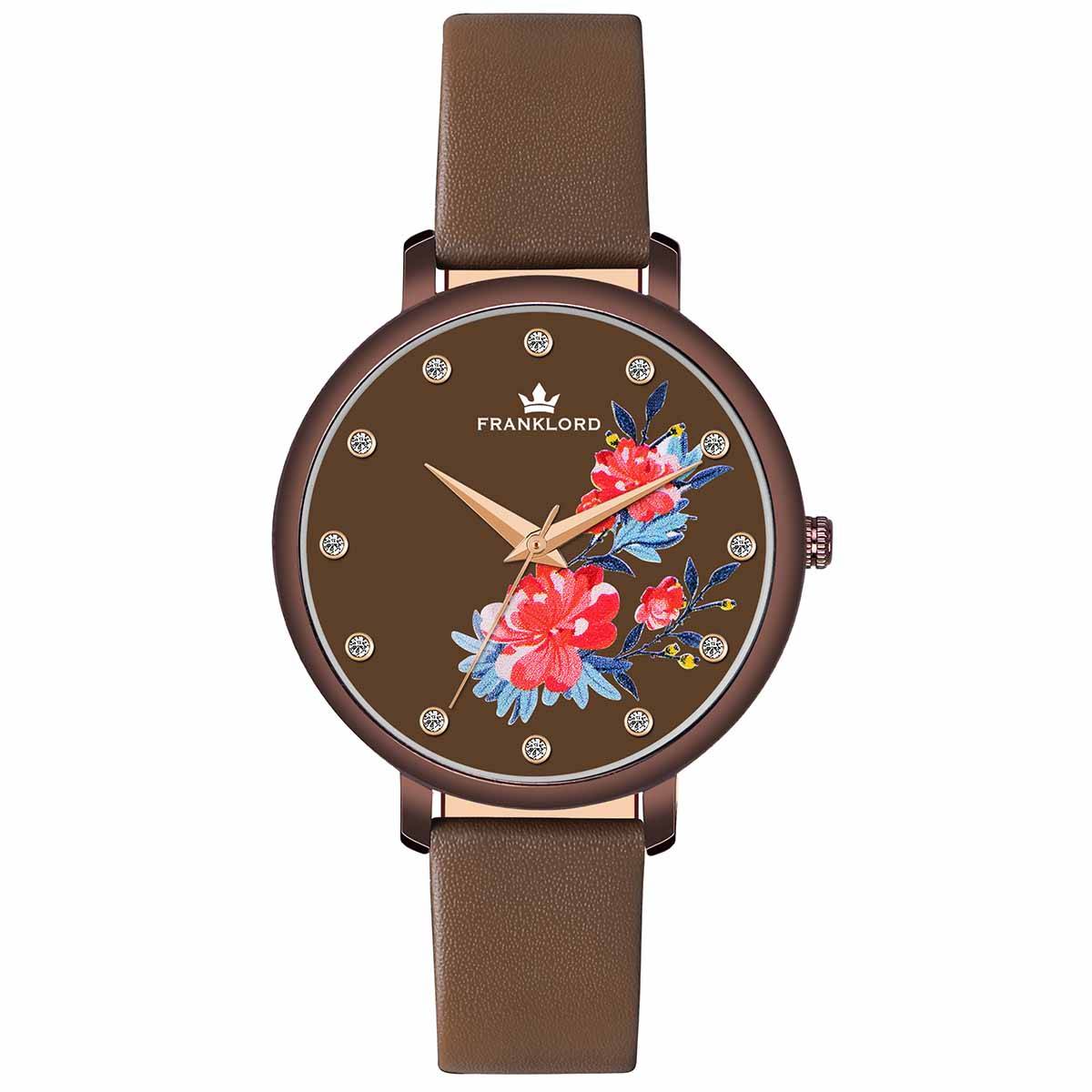 Franklord Floral Series Analog Brown Watch for Womens (M)
