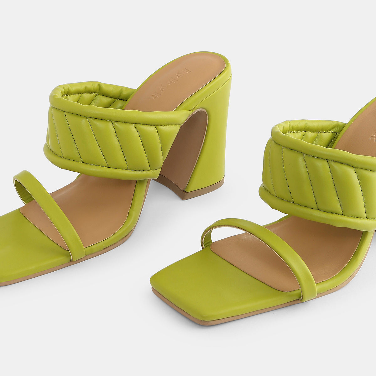 IYKYK by Nykaa Fashion Glam Green Slipon Multistrap Block Heels Buy