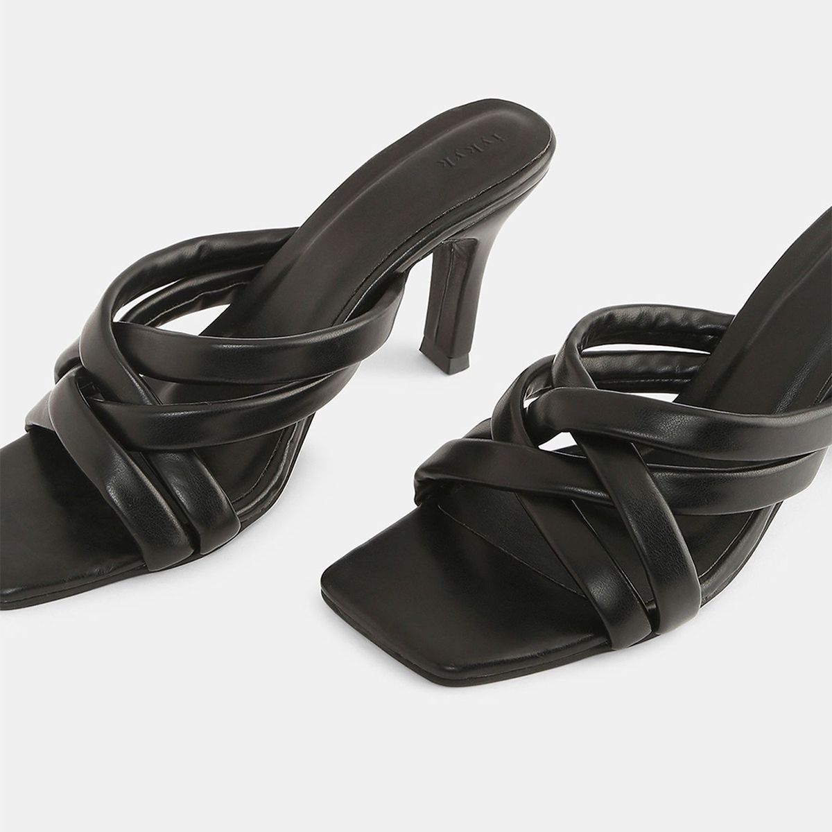 black cross strap heels