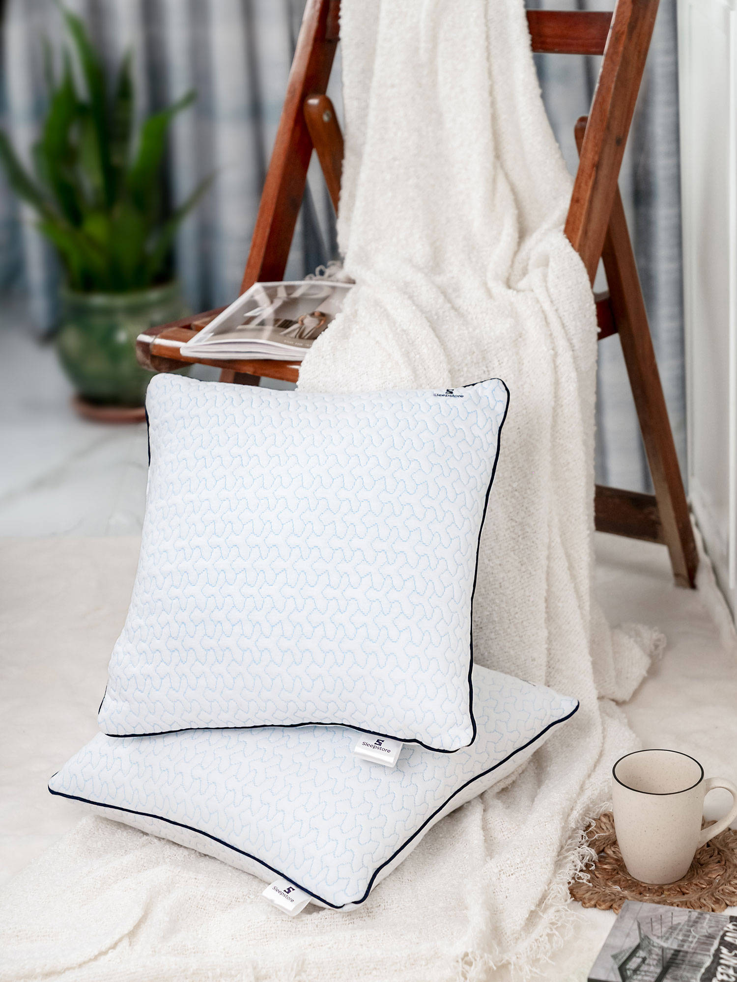 Sleepstore Fibrom Cushion for Back Support (Pack Of 2) (16X16 Inches)