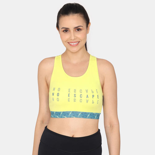 Buy Zivame Zelocity Quick Dry Sports Bra With Removable Padding - Sunny  Lime Online