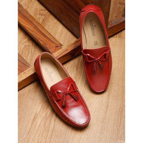 Louis Stitch Ferrari Red Premium Italian Leather Handcrafted Loafers for Men: Buy Louis Stitch Red Premium Italian Leather Handcrafted Loafers for Men Online at Best Price in India