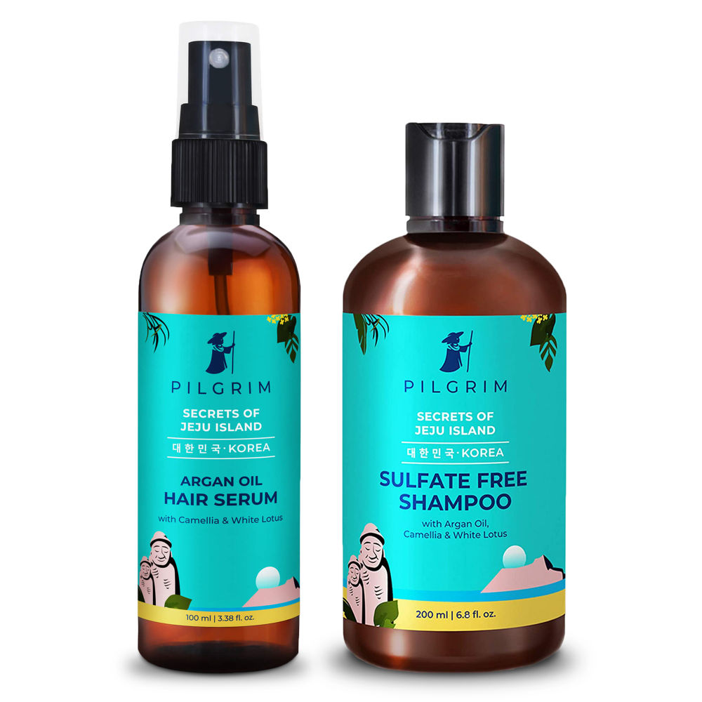 Pilgrim Basic Hair Care & Frizz Control Combo Sulphate Free Shampoo + Argan Oil Hair Serum