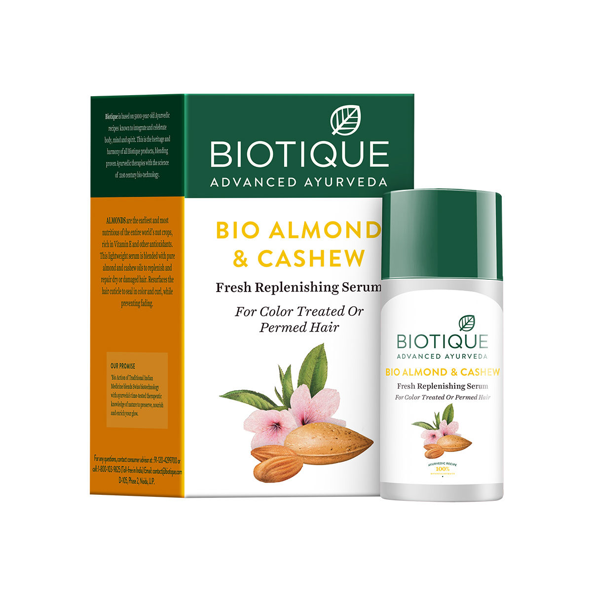 Biotique Bio Almond & Cashew Fresh Replenishing Serum For Color Treated & Permed Hair