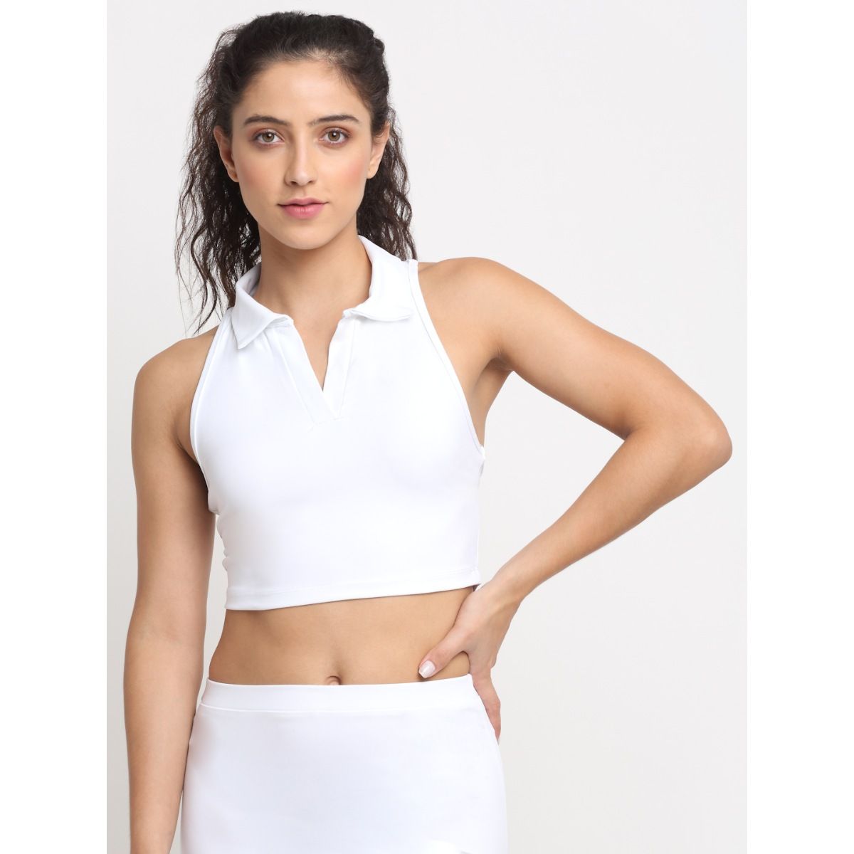 white crop top polo