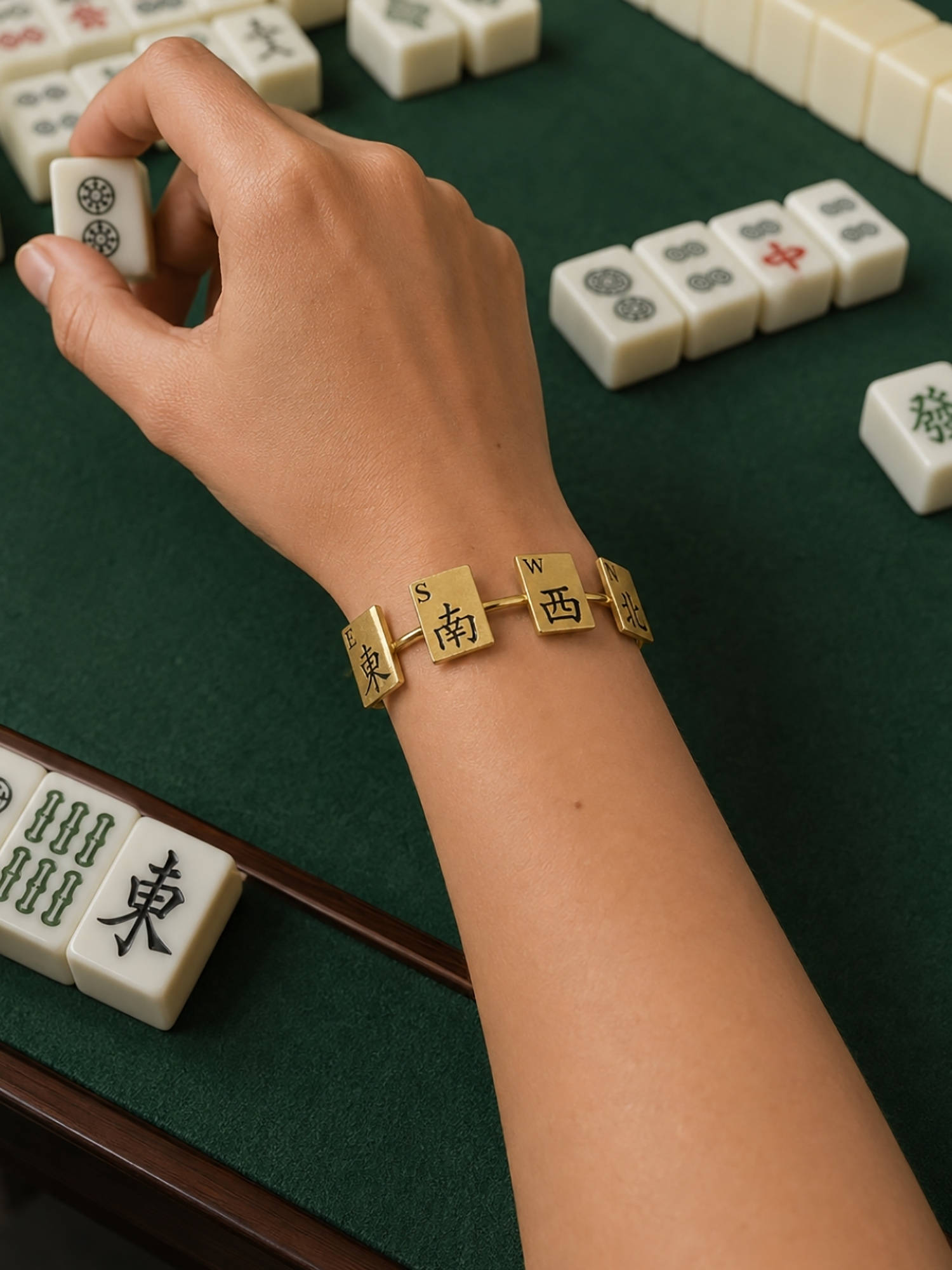 House of Pehr Gold Plated Mahjong Cuff Bracelet