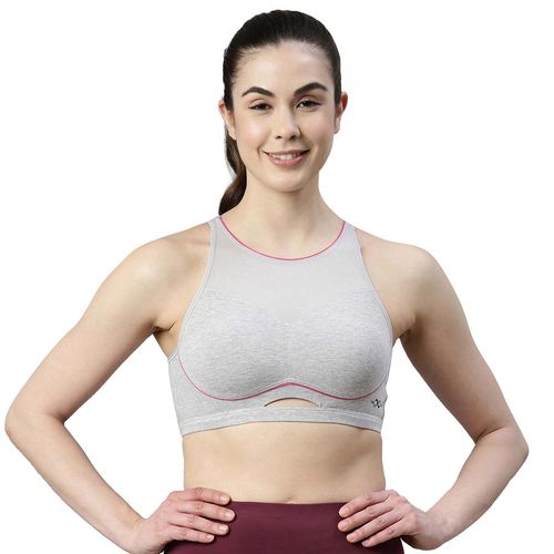 Enamor Contour Bounce Control Antimicrobial Padded Wirefree Cotton Sports  Bra SB27 (L)