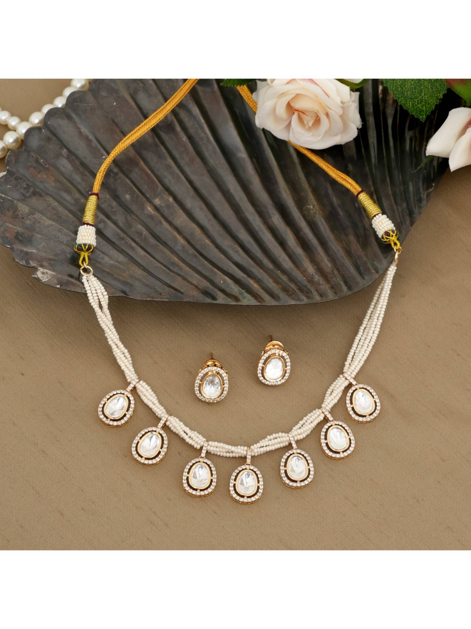 Beryachi Ridhika Pearls Necklace and Earrings