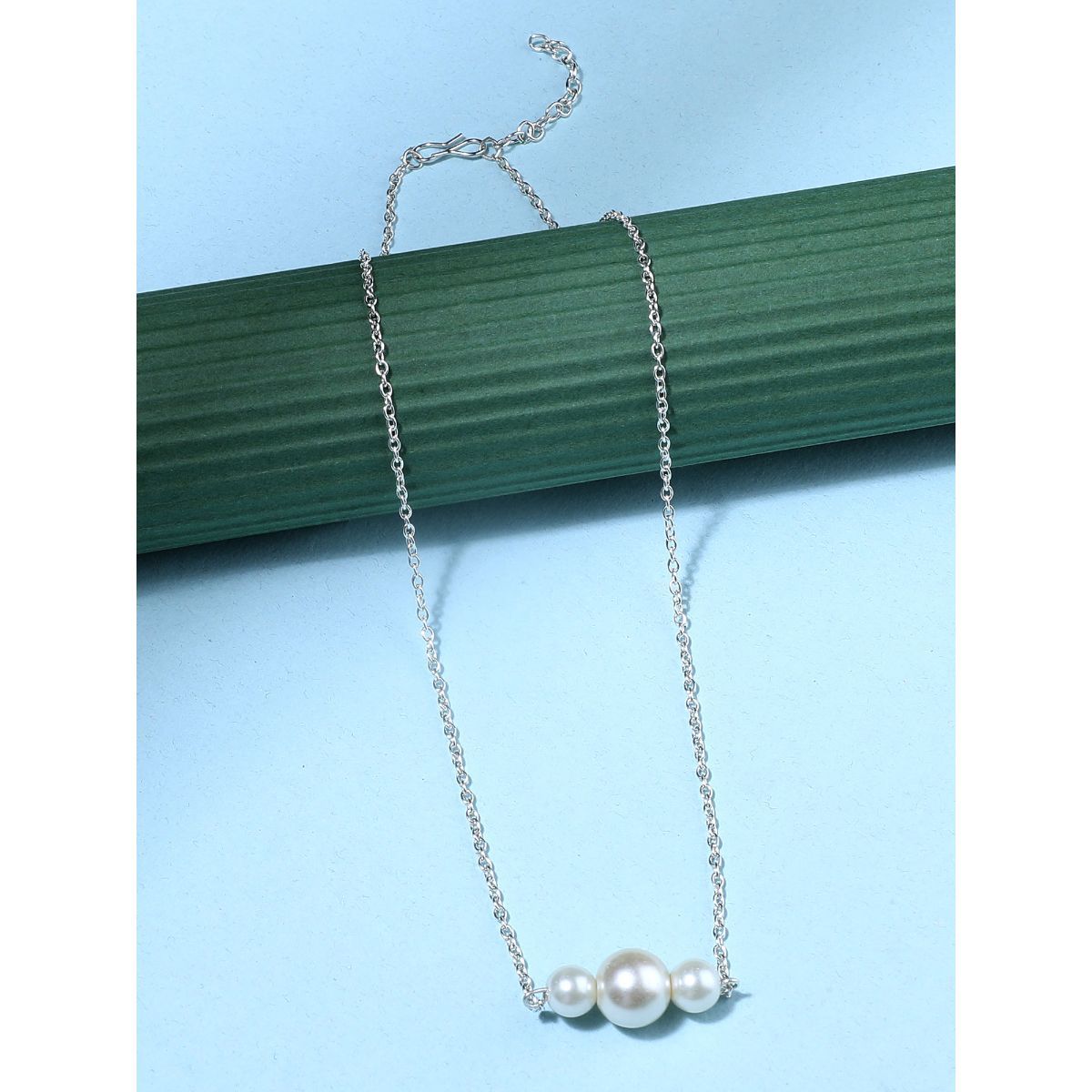 Buy Zaveri Pearls Silver Tone Contemporary Party Bling Pearls Chain