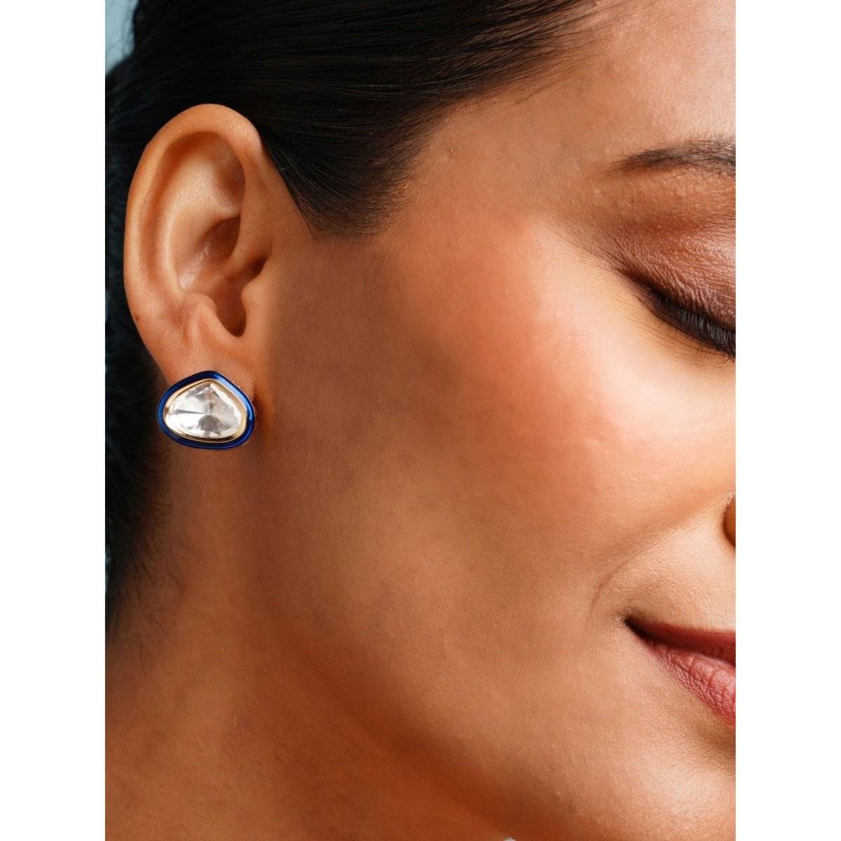 Abdesigns Elegant Gold Plated Polki Stud Earrings