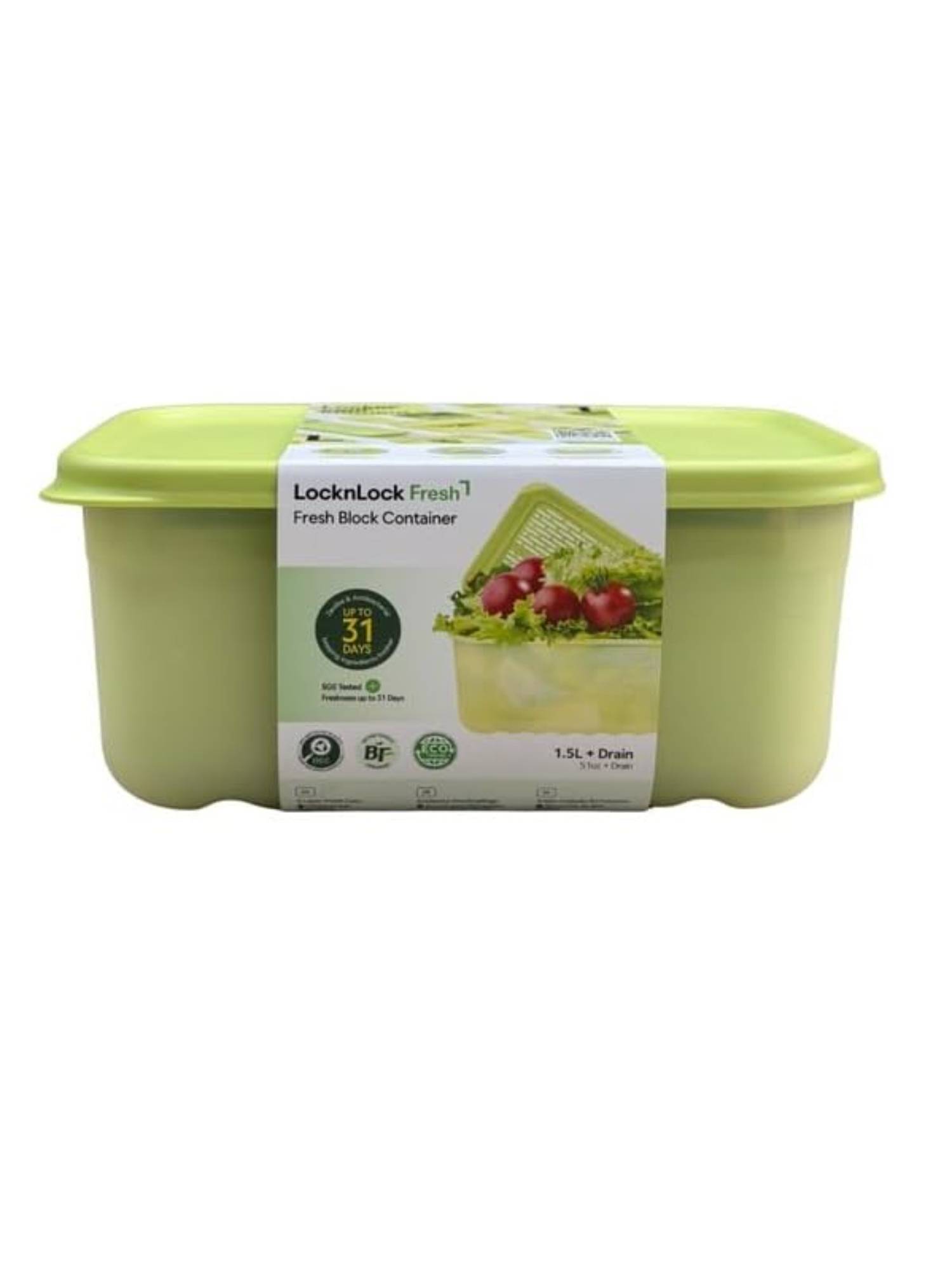 Lock & Lock Fresh Block 1.5L Vegetable Storage Container With Drain Tray