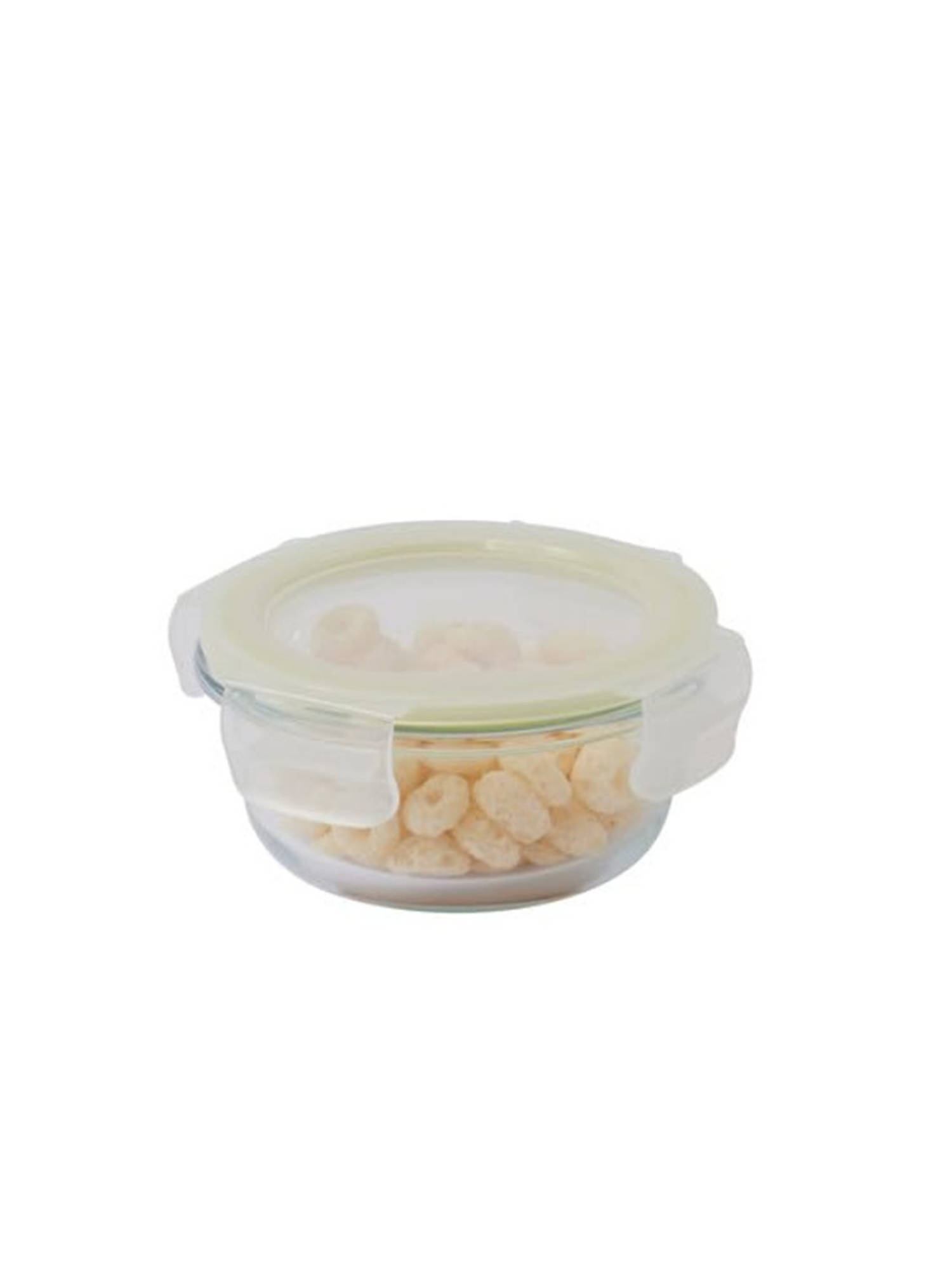 Lock & Lock Round Glass Food Container 215 Ml Oven-Safe Body With Leak-Resistant Seal