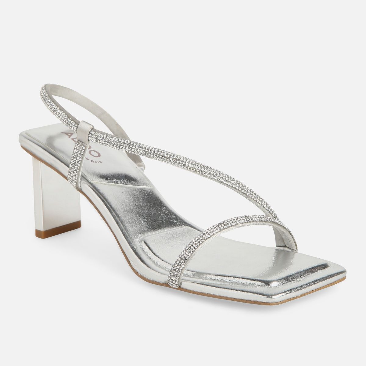 Buy Aldo Castlegate Synthetic Silver Embellished Heels Online