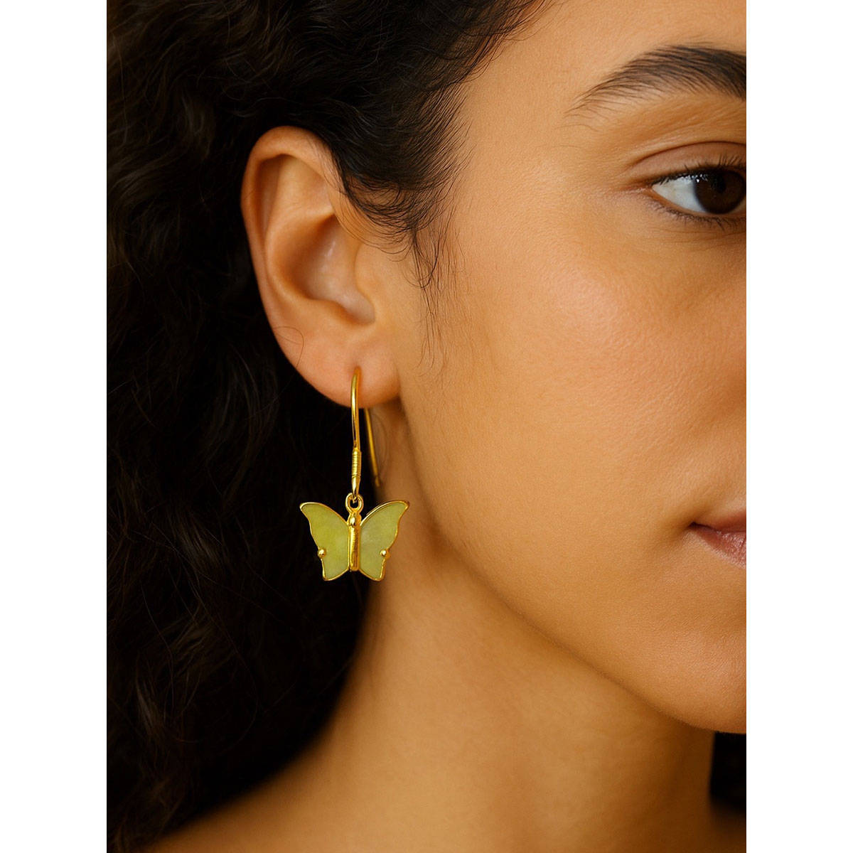 Digital Dress Room Mini Olive Butterfly Dangler Earrings