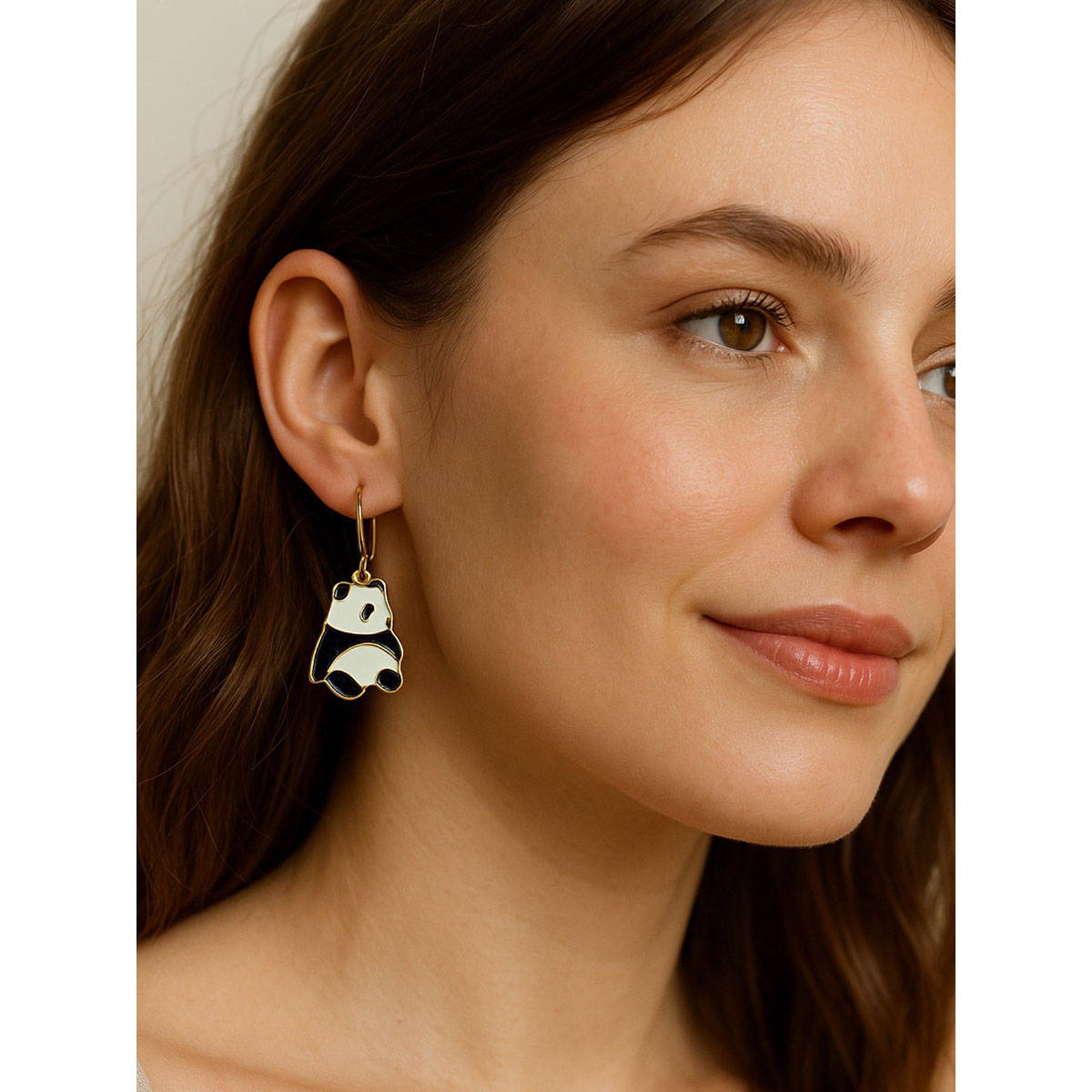 Digital Dress Room Mini Panda Design Dangler Earrings
